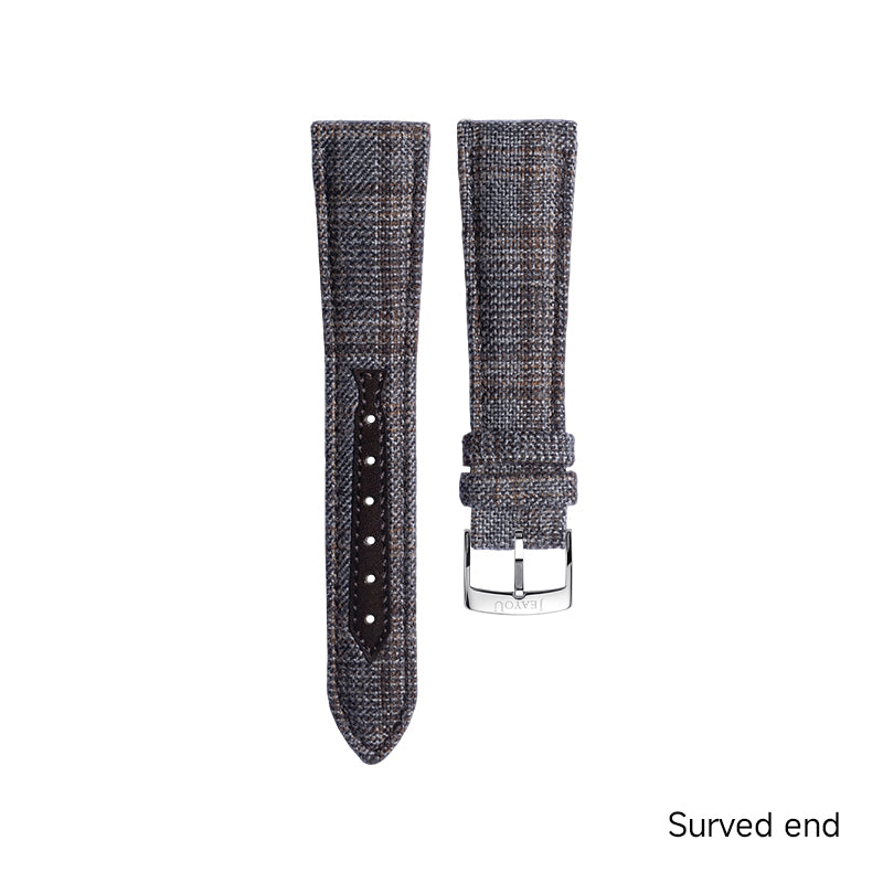JU Tailored Noble Wool Strap(Classic)—Grey Brown Plaid