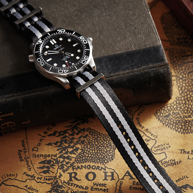 尼龙条纹黑灰NATO表带