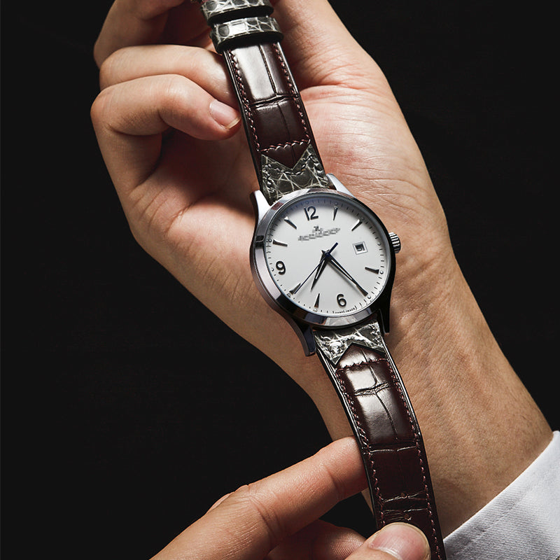 棕色配灰色领结鳄鱼皮表带